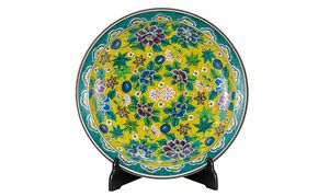 九谷焼　12号飾皿　吉田屋風花詰（皿立付） a05 