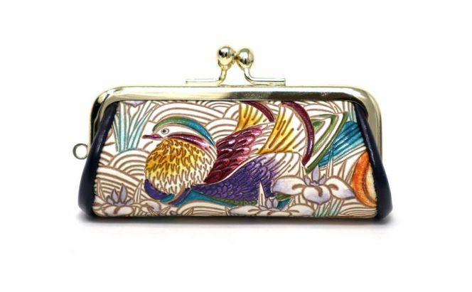 【文庫屋大関】印鑑ケース おしどり【皮革工芸品】 革製品 工芸品 民芸品 牛革 小物入れ お祝い ギフト プレゼント 墨田区 東京都