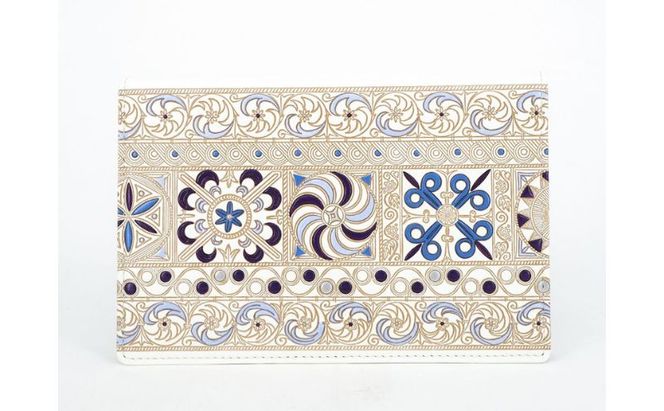 【文庫屋大関】パーソナルホルダー　錦紗＜紫＞【皮革工芸品】 民芸品 雑貨 日用品 牛革 イスラム文様 ギリシャ文様 