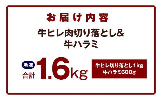 mrz0313 【氷温熟成×特製ダレ】牛ヒレ 1kg＋牛ハラミ 600g 合計1.6kg【味付き 訳あり サイズ不揃い 小分け】