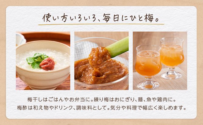 ひとみずの梅 3種セット 梅干し 練り梅 梅酢 自然栽培で育てた紀州南高梅使用 ※栽培期間中、農薬・肥料・堆肥不使用 304018_EW06