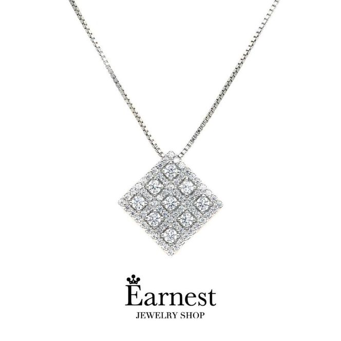 プラチナ900 ダイヤモンド 1.0ct スクエアパヴェペンダント KP-121 SWBO002