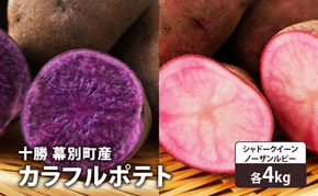 十勝 幕別町産 カラフルポテト8kg 2種(シャドークイーン4kg・ノーザンルビー4kg) 渡邉農場 [2026年11月出荷開始]【 野菜 いも イモ 芋 じゃがいも ジャガイモ 北海道 十勝 幕別 】