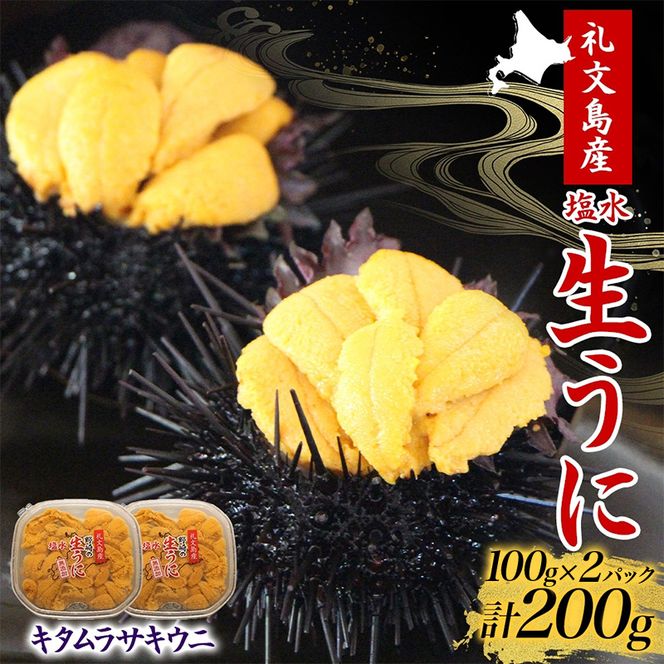 北海道 礼文島産 ミョウバン不使用 塩水ウニ キタムラサキウニ 100g×2パック［野崎水産］【 うに ウニ 雲丹 生うに 塩水うに ムラサキウニ 素材本来の味 海鮮 うに丼 濃厚 甘み 産地直送 】