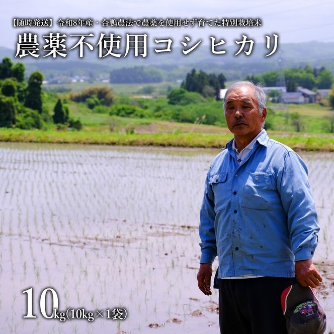 【令和8年産・新米】農薬不使用コシヒカリ 合鴨農法　10kg(特別栽培米、旧名：会津磐梯山宝米）