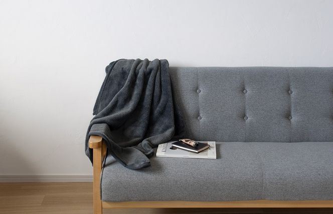 G3340 【スピード発送】MONOブランケット チャコールグレー【ひざ掛け 膝掛け ひざかけ 大判 防寒 無地 シンプル】