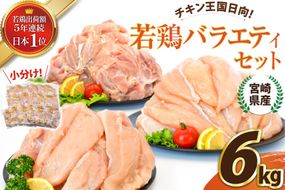 宮崎県産若鶏バラエティセット 6kg [エム・ティ・シー 宮崎県 日向市 452061270] 鶏肉 もも肉 小分け むね肉 ささみ ササミ 肉 冷凍 国産