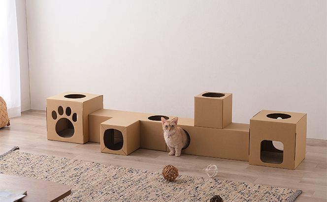 ねこねこトンネル BOX＋T字セット P-NTBT アイリスオーヤマ キャットウォーク 猫 猫用品 ねこ ペット ペット用品 爪とぎ 爪研ぎ おもちゃ ネコ キャットハウス キャットトンネル 遊び場 遊び道具 ダンボール 段ボール グッズ 