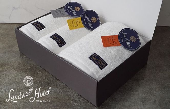 099H3251t 【お中元対応】Landwell Hotel ギフト 贈り物セット バスタオル フェイスタオル バスマット ホワイト【TVで紹介】