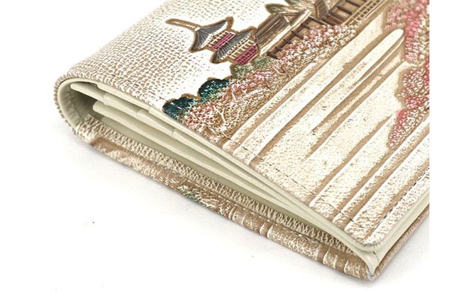 【文庫屋大関】スッキリ大人の財布　束入れ　浮世絵　清水寺【皮革工芸品】 ファッション小物 手作業 手塗 