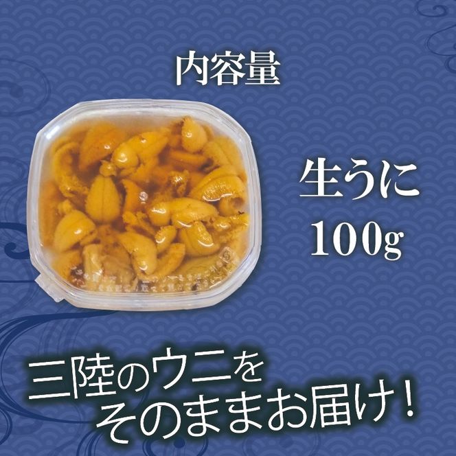 生ウニ 100g ミョウバン不使用 冷蔵 ムラサキウニ 季節限定 生うに 生雲丹 天然 海鮮丼 寿司 ウニ丼 刺身 直送 