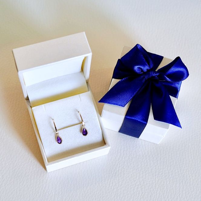 K10YG(10金) イエローゴールド 揺れる アメシスト アンティーク ピアス 保証書付 SR-2223-1 242-043-a