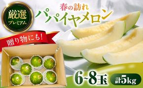 【2026年3月中旬〜発送】【平成新山メロンPREMIUM（とみちゃん厳選）】パパイヤメロン 6～8玉 約5Kg / メロン めろん 果物 フルーツ / 南島原市 / うえだメロン園 [SAD007] 