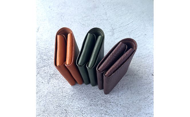 本革 ノンステッチの二つ折りミニ財布 シボ入り栃木レザー ファッション小物 革小物 レザー小物 ウォレット コンパクト カード入れ 小銭入れ お札入れ 