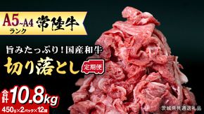 【定期便】 全12回 【 常陸牛 】 切り落とし 900g（450g×2） (茨城県共通返礼品) 国産 切落し 焼肉 焼き肉 お肉 A4ランク A5ランク ブランド牛 小分け [BX89-NT]