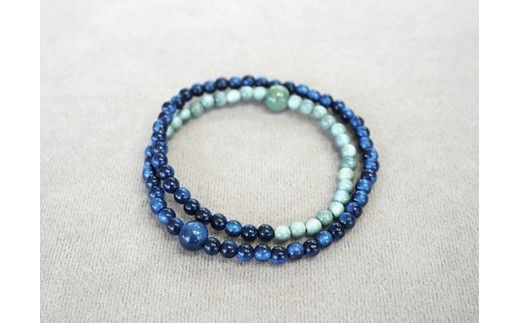 滋賀県伝統的工芸品認定　近江の数珠職人が手掛ける草木染ブレスレット（藍染）【F013W】
