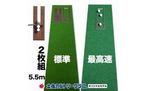 【CF-R7hbk】PGS041　ゴルフ練習セット・標準＆最高速（45cm×5.5m）2枚組パターマット（土佐カントリークラブオリジナル仕様）