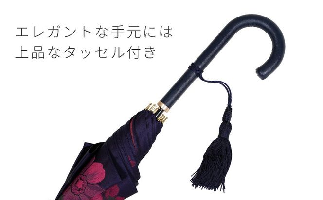 CB017　【槙田商店】晴雨兼用長傘　絵おり　大バラ　ネイビー