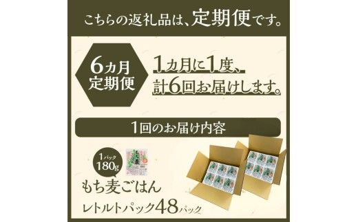6カ月連続お届け【ごはんで腸活】もち麦ごはんレトルト48パック