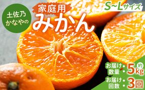 みかん定期便 3回 土佐乃かなやのみかん5kg(S～Lサイズ)×3回 合計15kg - 定期便 数量 国産 早生みかん 蜜柑 ミカン 柑橘 果物 くだもの フルーツ Wbe-0127