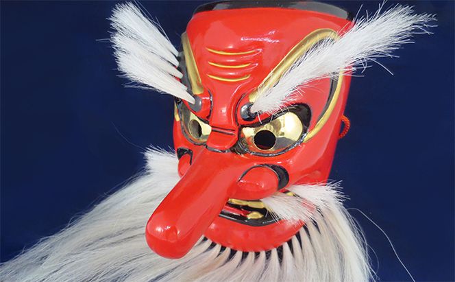 備中神楽面桐一刀彫 猿田彦の命 伯泉作 民芸品 工芸品 