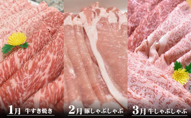 香川県産　オリーブ牛、豚　500ｇ　定期便（1月～6月） 牛肉 お肉 豚肉 毎月届く 半年 6回お届け すき焼き ロース しゃぶしゃぶ 焼肉 とんかつ 切り落とし 