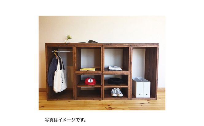 木製収納ラック 『オープンボックス』（脚 無し／カラー：ウォルナット、四隅の角 標準加工） │パイン材 ハンドメイド WoodPark 和歌山県美浜町