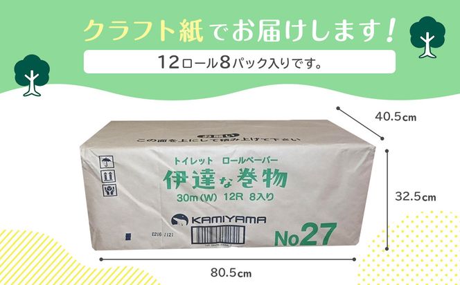 トイレットペーパーせんだいリサイクル伊達な巻物　ダブル96ロール　●　仙台市 トイレットペーパーせんだいリサイクル 伊達な巻物 ダブル 96ロール 柔らかい 2枚重ね 家庭用 生活必需品 日本製 トイレ用品 日用品 まとめ買い お取り寄せ 通販 送料無料 ふるさと納税 041009_HN003