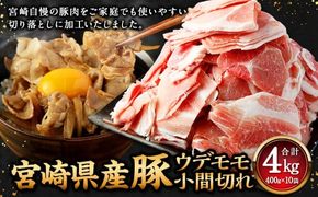 ＜宮崎県産豚 ウデモモ 小間切れ 400g×10袋＞2026年2月上旬より順次出荷【c1311_mc_x2】 計4kg 豚肉 肉 ウデ モモ もも肉 うで肉 国産 小分け 新生活応援 卒業祝い 就職祝い 入学 卒業 お花見 引越し