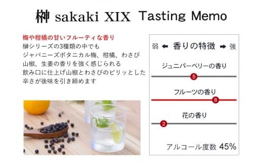 榊　sakaki　XIX　クラフトジン　紀州熊野蒸溜所1本【prm008】