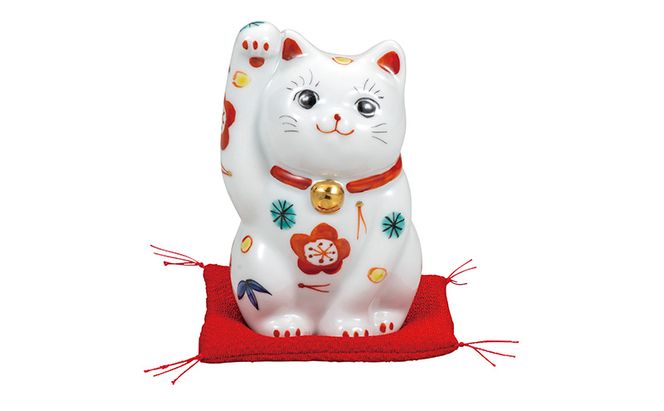 九谷焼　3.5号招き猫　松竹梅（布団付） a05 