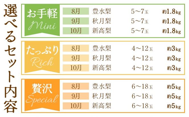 梨 定期便 秀品 3ヶ月連続 梨の定期便 選べる 内容量 計5.4kg 計9kg 計15kg 日本フルーツ株式会社《8月上旬-10月末頃出荷》熊本県 長洲町 なし ナシ 豊水梨 秋月梨 新高梨 果物 フルーツ---sn_cnfzntei_29500_mini_aug3---