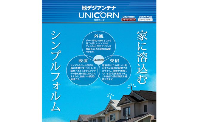 地デジアンテナ UNICORN ユニコーン 黒 電化製品 アンテナ テレビ 壁面用 屋外 