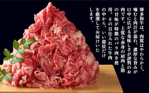 博多和牛 切り落とし 500g 2p 計 1kg [MEAT PLUS 福岡県 宇美町 um40azp010006] 牛肉 切落し 肉 肩肉 バラ肉 和牛