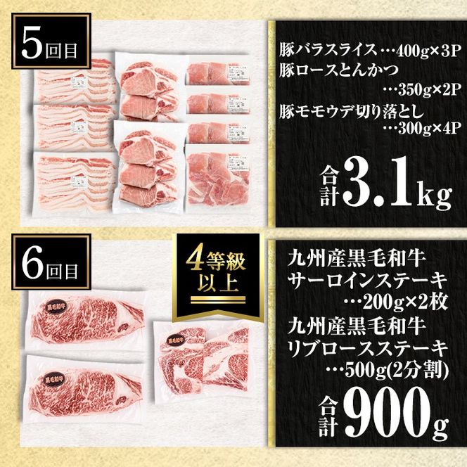 isa693 【定期便9回】13KING定期便(合計13kg) 肉 牛肉 豚肉 切り落とし スライス ステーキ リブロース サーロイン ヒレ ロース すき焼き とんかつ 生姜焼き 冷凍 【サンキョーミート株式会社】