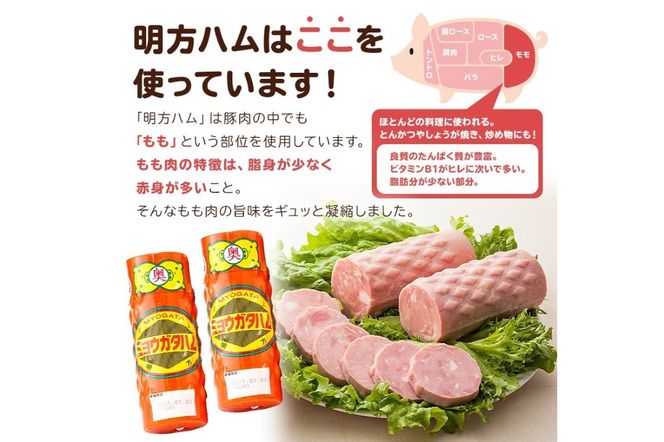 明方ハムAセット（明方ハム レギュラー 1本・明方ボロニアソーセージ 1本・醤油フランク 3本入×1袋）【0059-001】