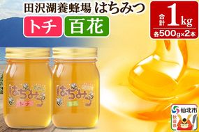 秋田県産はちみつ（トチ・百花）500g×各1本 合計1kg 化粧箱入り 詰め合わせセット 田沢湖養蜂場|02_tyj-181101