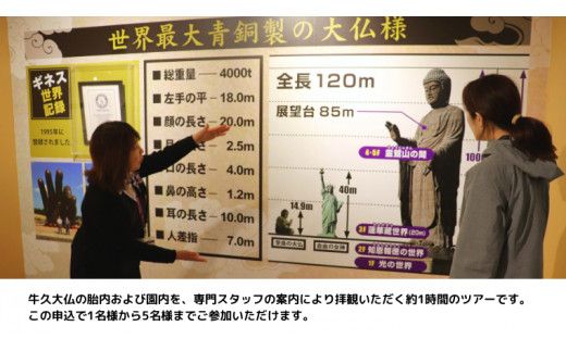 《 案内付き 》 牛久大仏 胎内 拝観 ツアー ※ 平日限定 ※ （ 5名様まで ） 貸切 体験 参加券 体験チケット 観光 [DR001us]