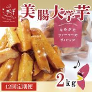 【12ヶ月定期便】らぽっぽファーム【工場直送】美腸大学いも2kg｜さつまいも 大学芋 芋 サツマイモ だいがくいも スイーツ お菓子 冷凍 美腸大学芋 人気 送料無料 茨城県 行方市 らぽっぽファーム（CQ-72）