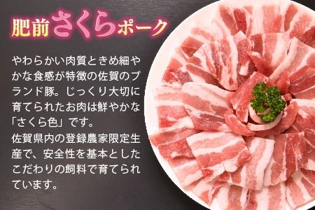 【3カ月定期便】肥前さくらポーク 焼肉用 豚バラ 計1.8kg【やわらかい 脂 甘み 豚肉 焼肉 厚さ 小分け 佐賀県 美味しい キメ細かい 柔らかい】(H123117)