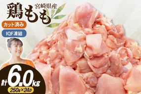 鶏肉 もも 切身 IQF 若鶏 もも カット 250g 24袋 計6kg 宮崎県産 [南九フーズ 宮崎県 日向市 452061691] とり肉 鳥肉 鶏もも 鶏もも肉 鶏 真空包装 宮崎 個包装 お弁当 個別急速冷凍 個別凍結加工 カット 小分け 時短 カット済み