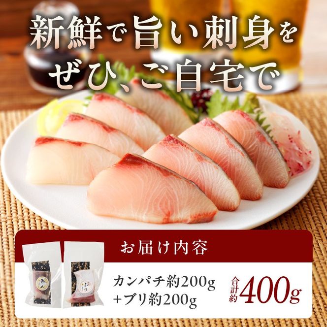 ブリとカンパチの新鮮お刺身セット　少量お試しパック N019-YA194