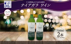 無地熨斗 ナイアガラ ブドウ ワイン 720ml 2本 セット 熨斗付き 葡萄 ぶどう 果実酒 お酒 アルコール 白ワイン 辛口 お取り寄せ ギフト gift ボトル 紙箱 御中元 お中元 熨斗 のし 自然農園 