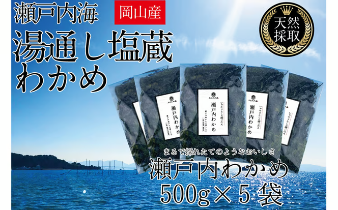 湯通し塩蔵 瀬戸内 わかめ 500g×5袋【岡山 瀬戸内海 天然 塩蔵】 [№5735-1283]