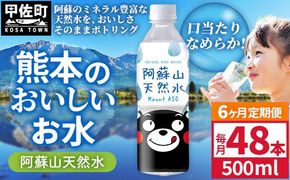 【定期便6ヶ月】熊本のおいしいお水 阿蘇山天然水 500ml×48本（2ケース）（共通返礼品・御船町） - 天然水 水 飲料水 ミネラルウォーター 箱買い まとめ買い ペットボトル 飲料 ウォーター 軟水 防災グッズ 防災 備蓄 ローリングストック ストック 熊本県