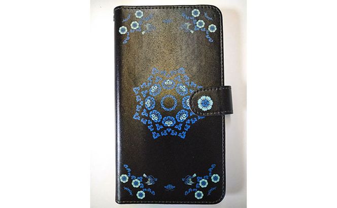 抗ウィルス！天平文様手帳型スマートフォンケース　Dデザイン　Lサイズ 小物 