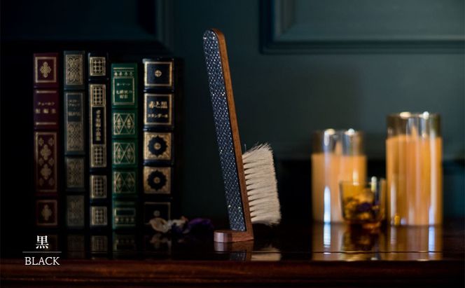 STAND BRUSH ／ 印伝・黒　紫　赤 ブラシ 卓上ブラシ 洋服ブラシ 馬毛 工芸品 日本製 墨田区 東京