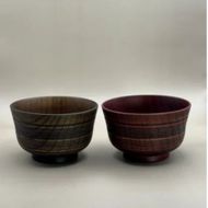 線面汁椀 ２個セット［黒漆］［朱］各1［NF94］ 303446_CU90042
