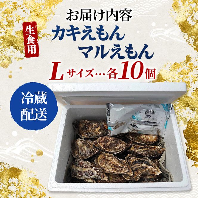 牡蠣 厚岸のブランド牡蠣 食べ比べ 生食用 カキえもん マルえもん Lサイズ 各10個  [ 魚貝類 海鮮 海のミルク 国産 生食用殻付き牡蠣 まろやか クリーミー 食べやすい品種 海の香り 牡蠣の酒蒸し 焼き牡蠣  ]
