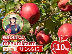 【11月中旬発送】数量限定 訳あり りんご 糖度14度以上 保証 家庭用 サンふじ 約 10kg 果物 高糖度 農家直送 megumi farm青森県 鰺ヶ沢町